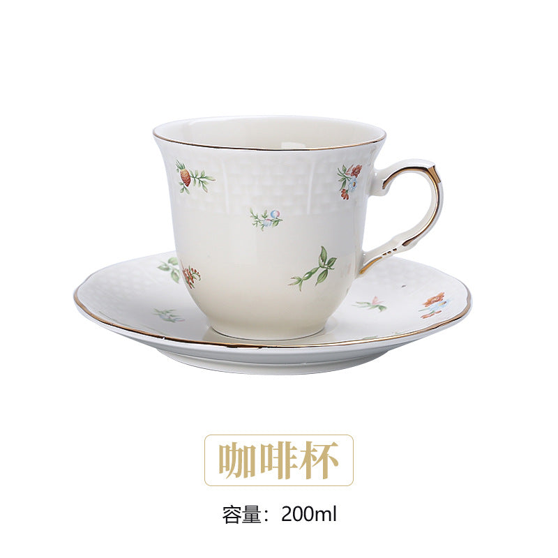 French retro romantic afternoon tea cup and saucer set, fresh floral ceramic coffee cup set, exquisite