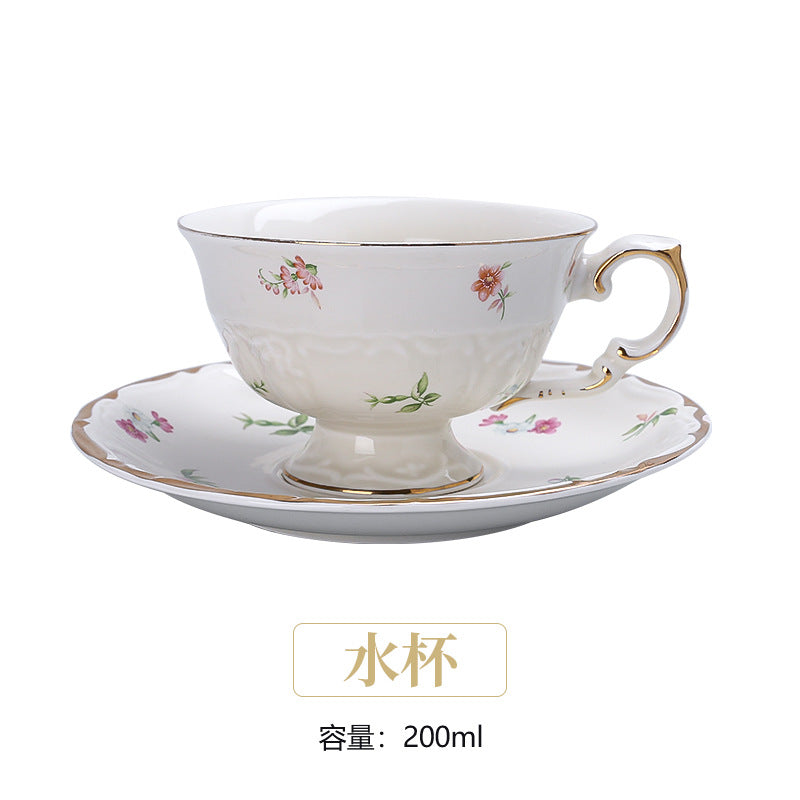 French retro romantic afternoon tea cup and saucer set, fresh floral ceramic coffee cup set, exquisite
