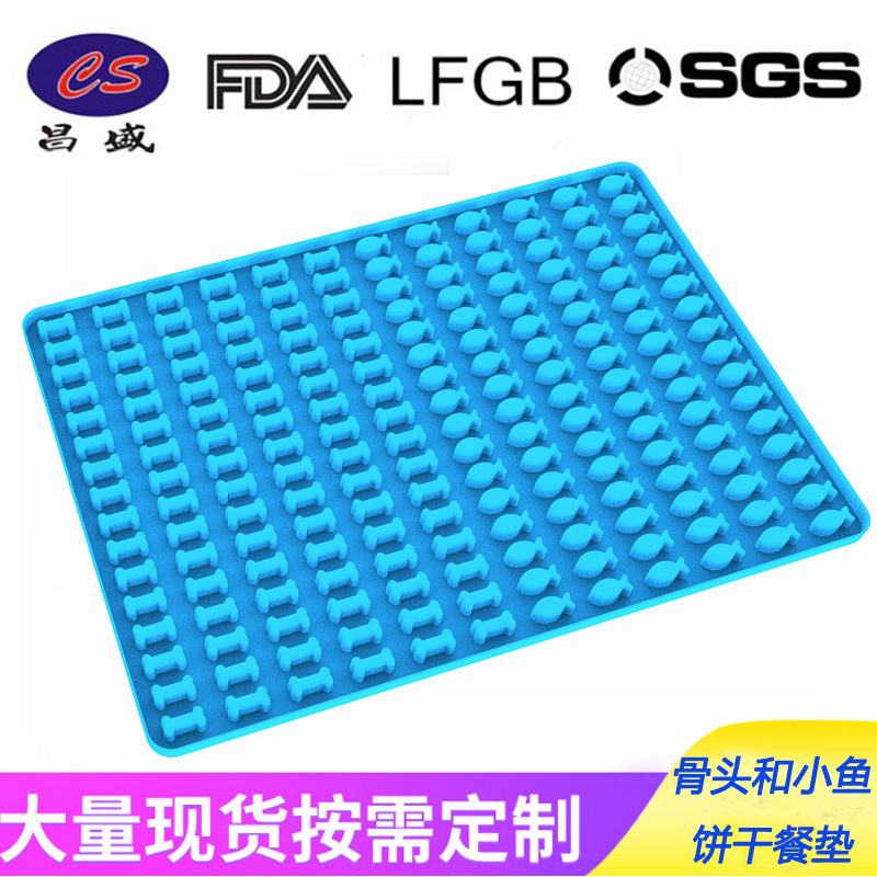 Fish and bones baking mat silicone drain tableware fish bones dog food biscuit mold pet non-slip environmentally friendly kitchen