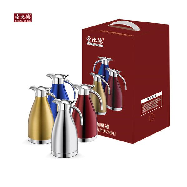 Factory direct sales 2L stainless steel coffee pot, outdoor thermal insulation pot European double-layer thermos bottle, household thermos bottle gifts