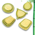 Bamboo woven disc plastic hot pot dish plate restaurant large plate barbecue plate farmhouse tableware green roast chicken plate banquet
