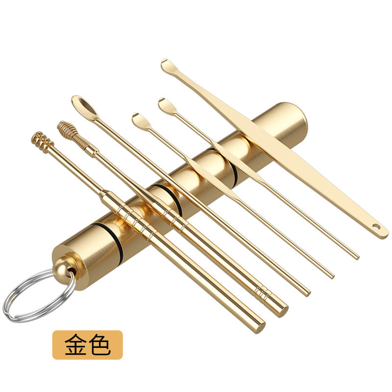 Ready-to-ship children's earwax removal kit - portable 6-piece ear cleaning set with dual-ended spring spiral ear picks. in stock now!