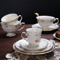 French retro romantic afternoon tea cup and saucer set, fresh floral ceramic coffee cup set, exquisite