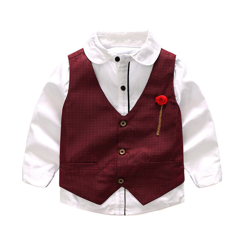 Boys' suit set: vest, long-sleeve shirt, gentleman style - perfect for birthdays, first birthdays, and wholesale. european and american style