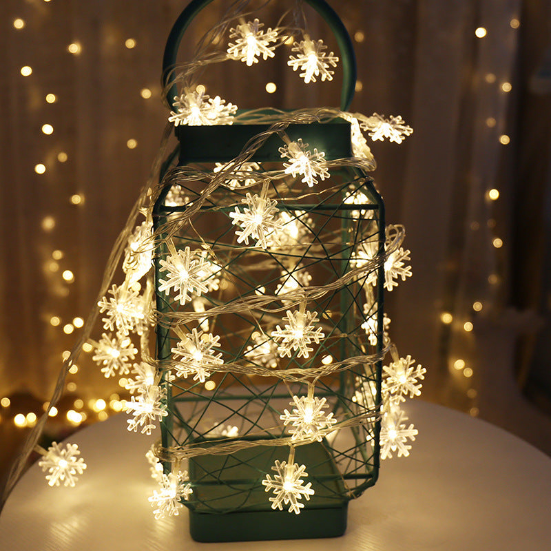 Factory wholesale LED lanterns snowflake flakes string lights wedding festival Christmas tree pendant atmosphere decoration flash lights