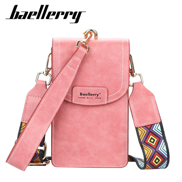 Women's mobile phone bag, new baellerry fashion buckle messenger bag, vertical large-capacity high-end shoulder bag.