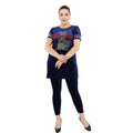 Source heavy industry hot diamond colorful flower mid-length slit t-shirt with slim pencil pants casualfashionsuit special price