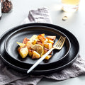 Creative black matte ceramic plate - western dinnerware, pasta plate, steak plate, fruit plate, vegetable plate - commercial light luxury retro style