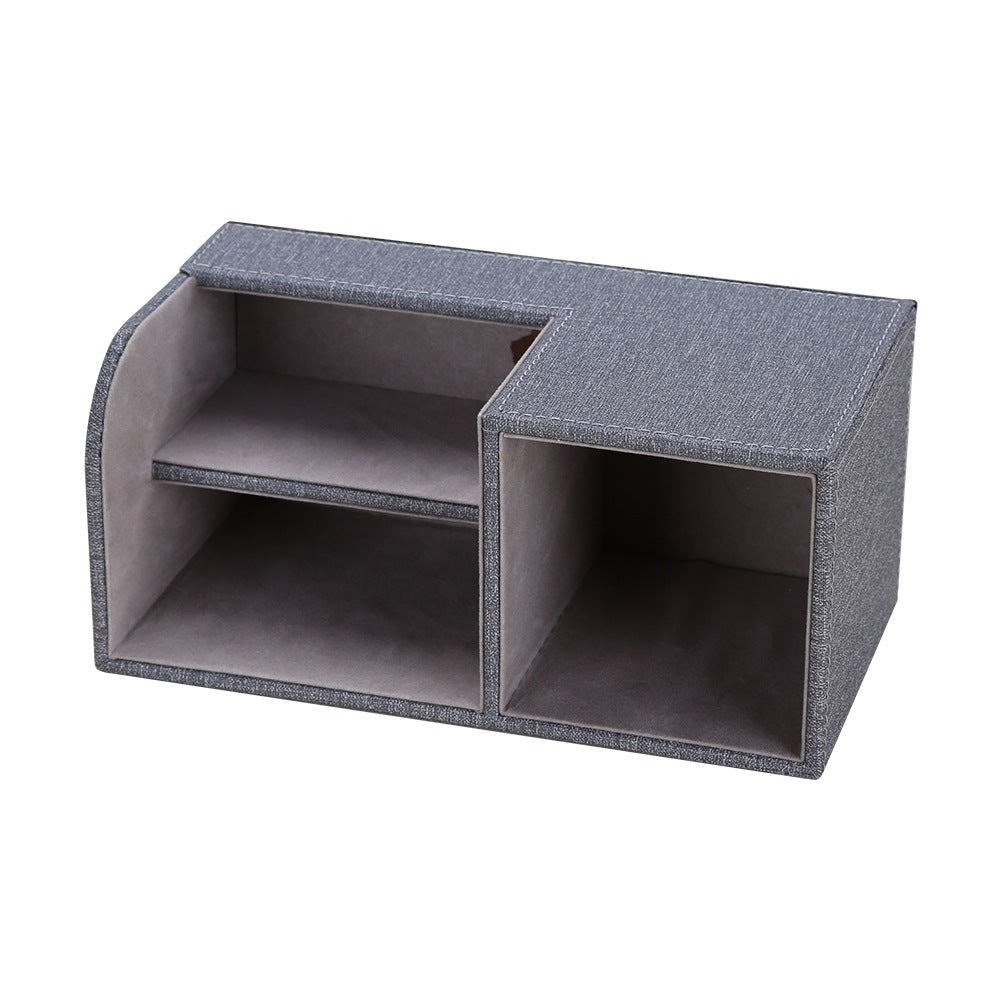 Imitation cloth linen pattern pen holder business office storage box desktop large capacity multi-functional stationery storage rack PU wholesale
