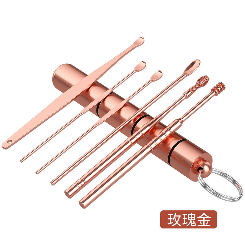 Ready-to-ship children's earwax removal kit - portable 6-piece ear cleaning set with dual-ended spring spiral ear picks. in stock now!