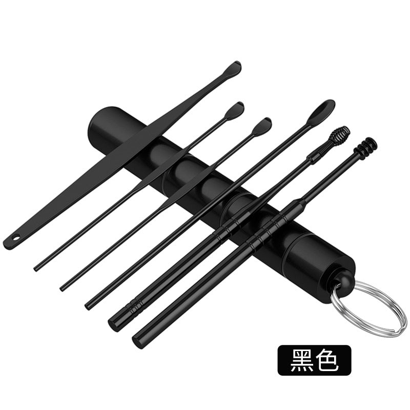 Ready-to-ship children's earwax removal kit - portable 6-piece ear cleaning set with dual-ended spring spiral ear picks. in stock now!