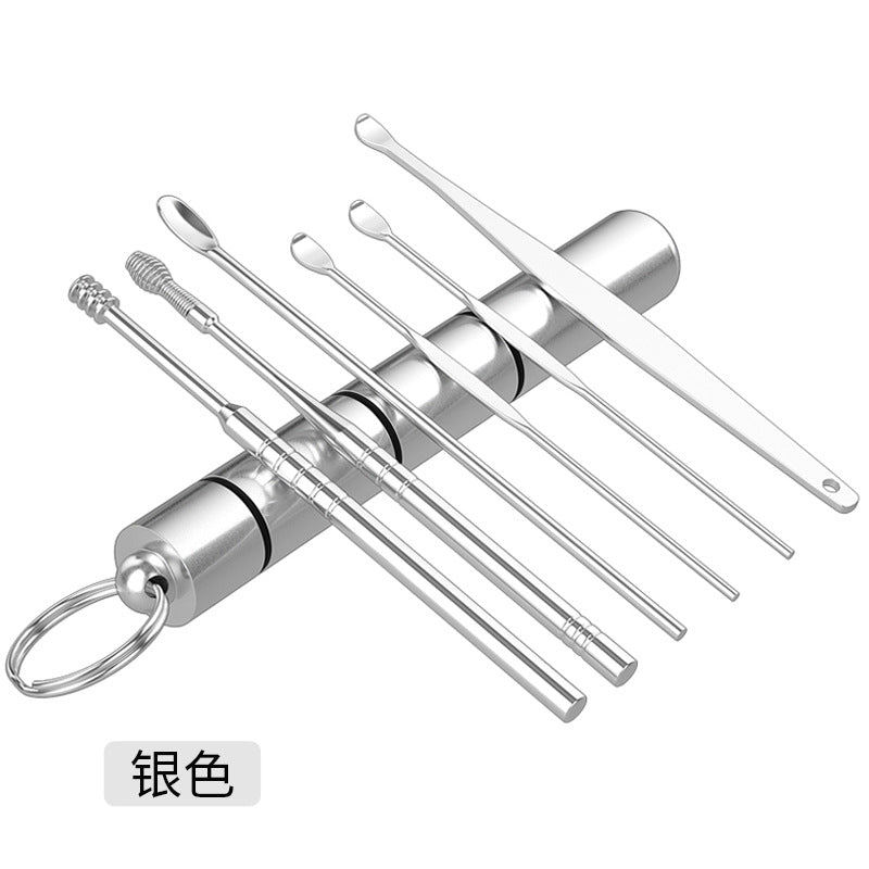 Ready-to-ship children's earwax removal kit - portable 6-piece ear cleaning set with dual-ended spring spiral ear picks. in stock now!