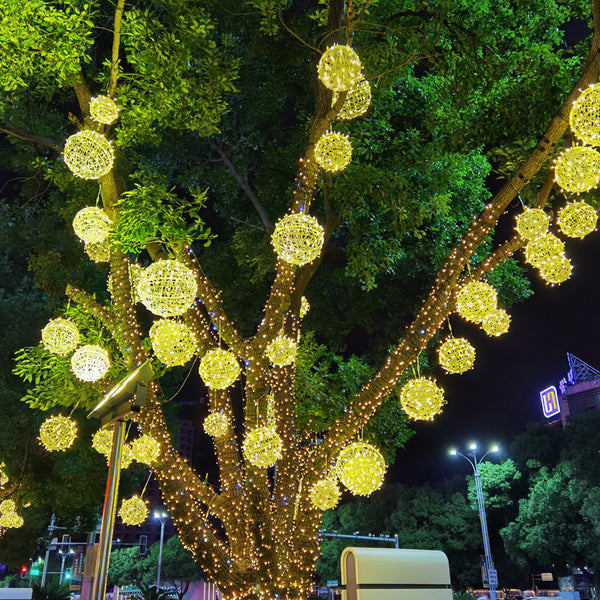 LED vine ball lamp outdoor waterproof hanging tree lamp round ball lamp landscape Christmas decorative lights string colorful
