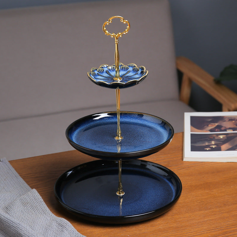 European style multi-tiered fruit platter - creative & stylish dining plate, modern living room three-tier fruit bowl, double-layer candy dish