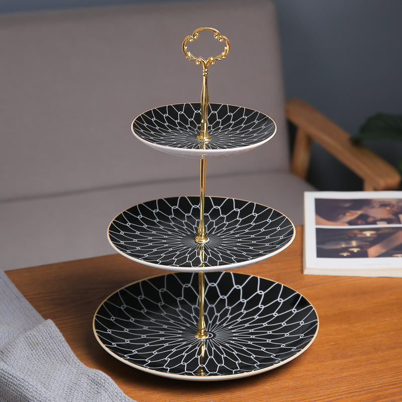 European style multi-tiered fruit platter - creative & stylish dining plate, modern living room three-tier fruit bowl, double-layer candy dish