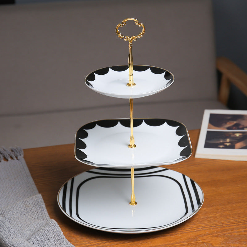 European style multi-tiered fruit platter - creative & stylish dining plate, modern living room three-tier fruit bowl, double-layer candy dish