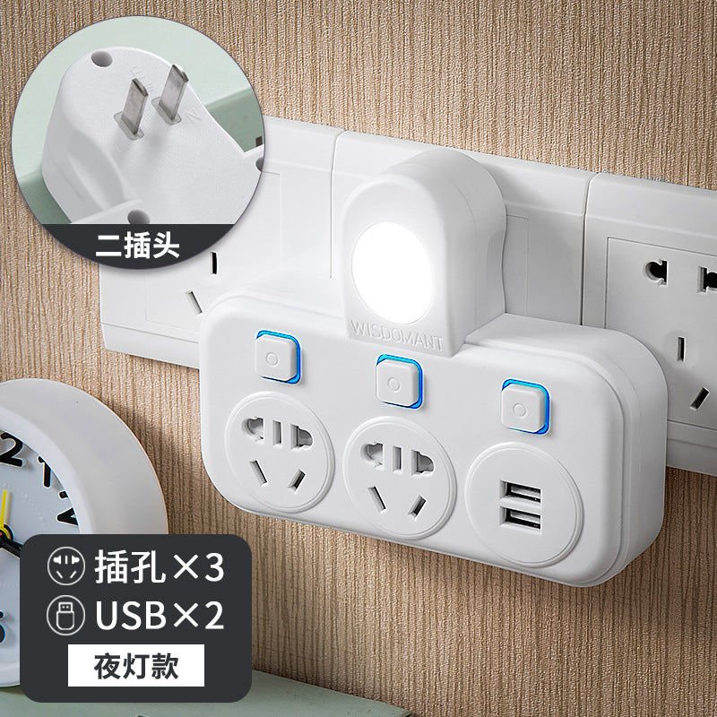 Two-pin socket converter, two-pin us standard, thai power strip, wireless multi-function two-phase double-head 2-item usb power strip