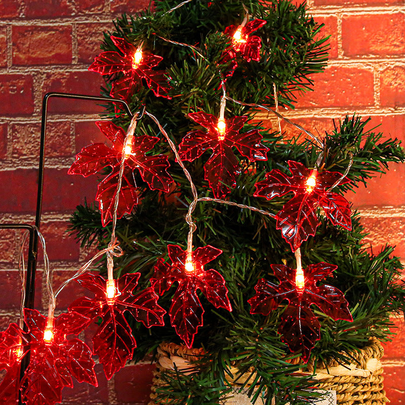 Cross-border led maple leaf light string creative Christmas Thanksgiving battery box lights simulation maple leaf outdoor decorative lights
