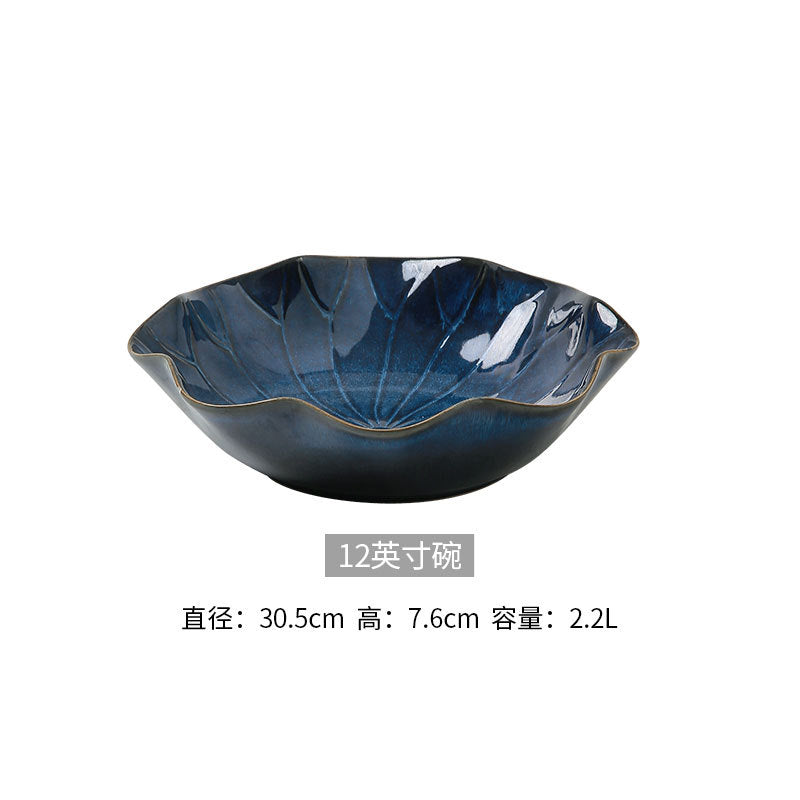 10inch japanese style large sauerkraut fish bowl for home ceramic soup basin kiln turned large soup bowl creative lace bowl wholesale