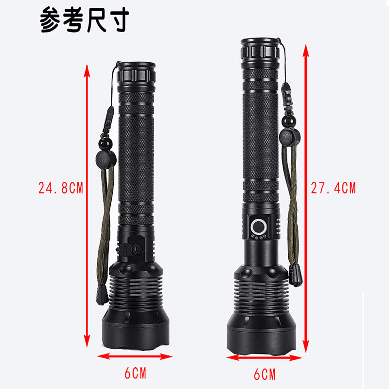 Cross-border P70 strong light flashlight electric display zoom led flashlight outdoor high-power aluminum alloy highlight flashlight