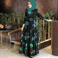 2025 spring new arrival: printed mid-waist four-color elegant commute four-way stretch printed non-fleece maxi dress