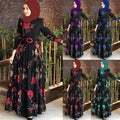 2025 spring new arrival: printed mid-waist four-color elegant commute four-way stretch printed non-fleece maxi dress