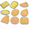 Bamboo woven disc plastic hot pot dish plate restaurant large plate barbecue plate farmhouse tableware green roast chicken plate banquet