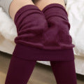 Fall and winter 200g pearl velvet pure color seamless foot-stepping heattechall-in-one pants fleece-linedthickened bottom pants outwear women