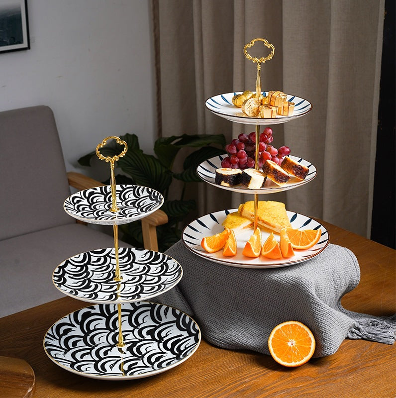 European style multi-tiered fruit platter - creative & stylish dining plate, modern living room three-tier fruit bowl, double-layer candy dish