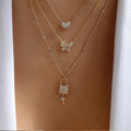Butterfly love necklace wholesale fashionnew arrivalstylish jewelry key pendant multi-layer women's street photography crystal sweater chain
