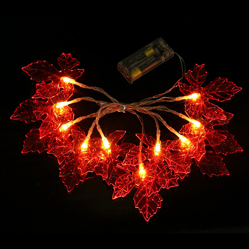 Cross-border led maple leaf light string creative Christmas Thanksgiving battery box lights simulation maple leaf outdoor decorative lights