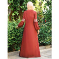 Women's cross-border fashion: new long-sleeve embroidered ethnic style color block patchwork dress/robe