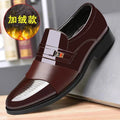 Winter leather shoes men's business formal shoes plus size slip-on fleece-lined cotton shoes men's shoes versatile casual wedding shoes