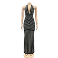X3816 european and american fashion   sexy deep v backless nightclub party dress rhinestone embellished see-through maxi dress