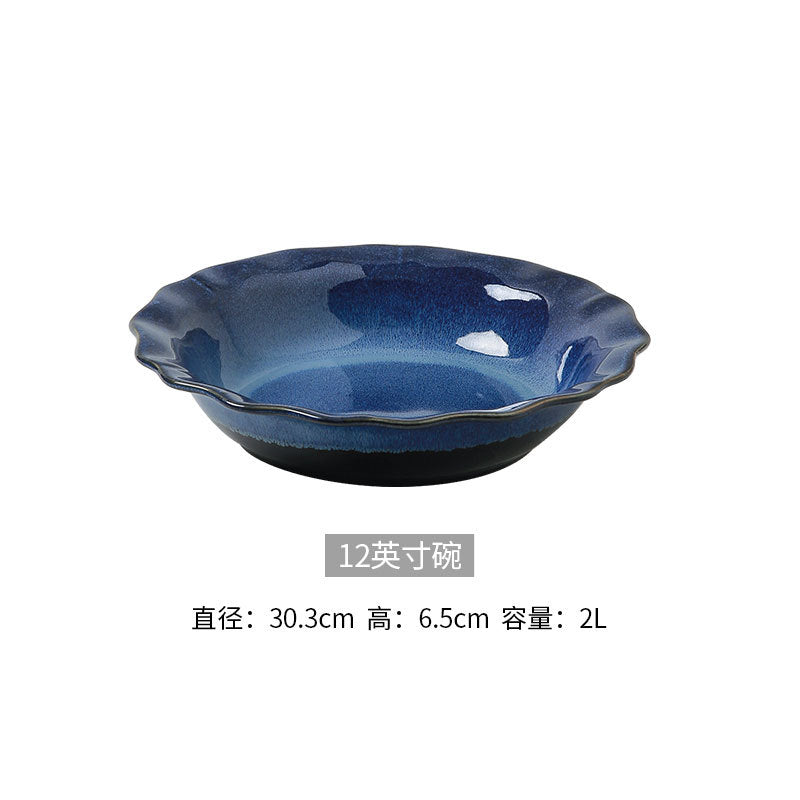 10inch japanese style large sauerkraut fish bowl for home ceramic soup basin kiln turned large soup bowl creative lace bowl wholesale