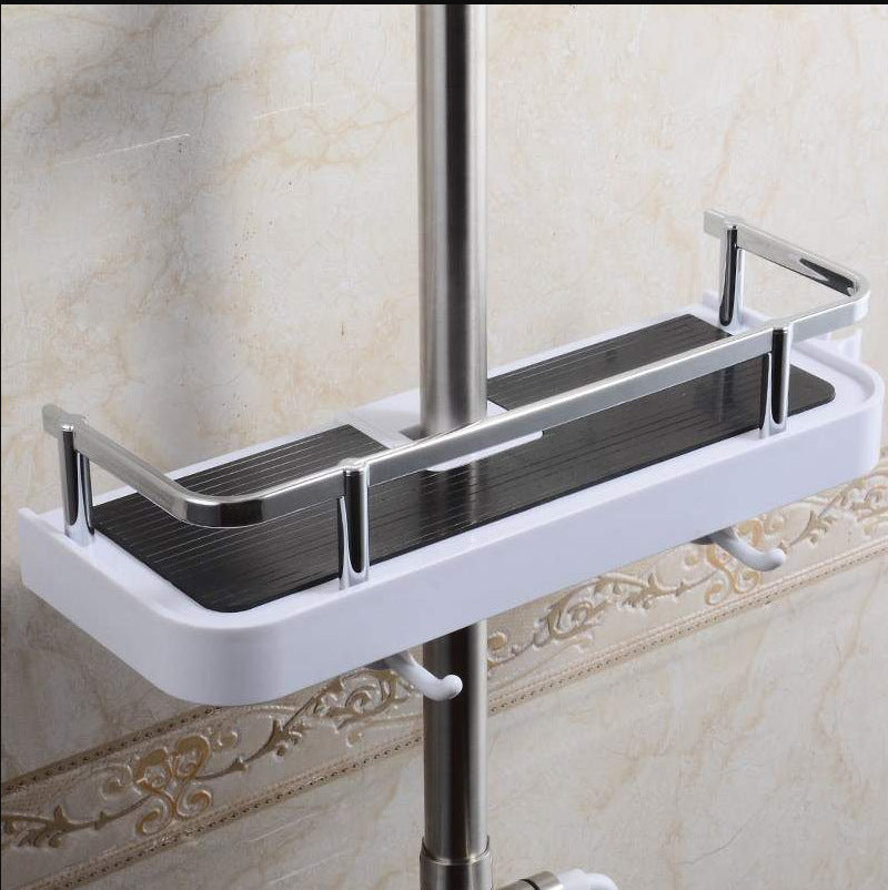 Shower rod rack No punching Can lift shower rod tray with hook Multifunctional storage rack