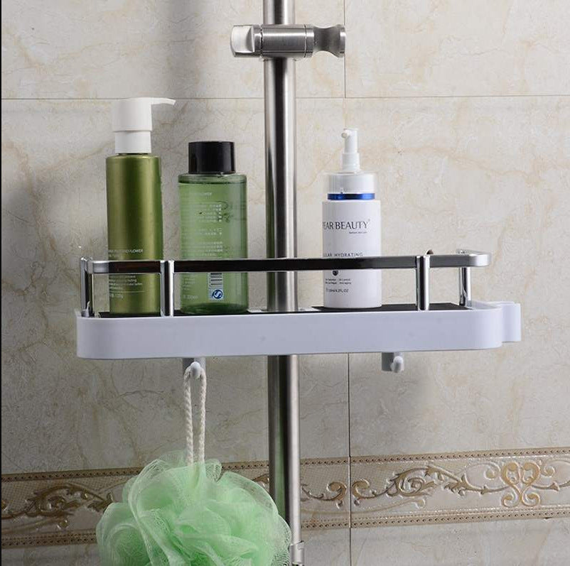 Shower rod rack No punching Can lift shower rod tray with hook Multifunctional storage rack