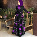 2025 spring new arrival: printed mid-waist four-color elegant commute four-way stretch printed non-fleece maxi dress