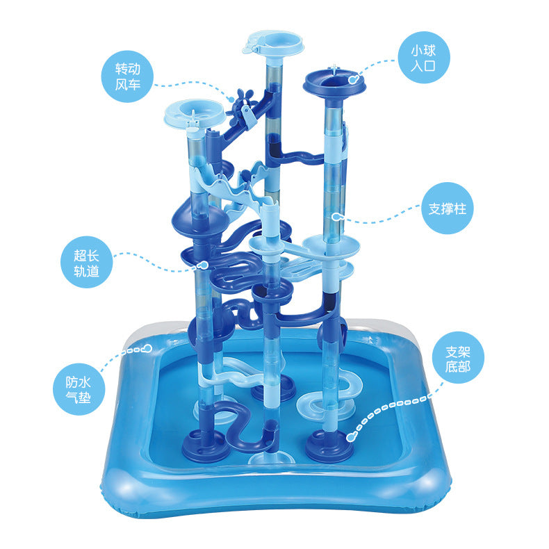 Variety of orbit water ball building block 31-107PCS space slide maze slide DIY building block enlightenment toy