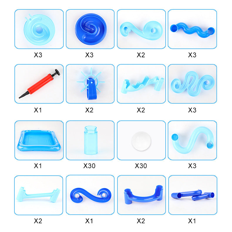 Variety of orbit water ball building block 31-107PCS space slide maze slide DIY building block enlightenment toy