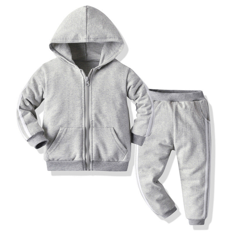 Export children's clothing kidsnew arrivalcasual zipper shirt suit cotton spring & fall hoodie sportswear two-piece set