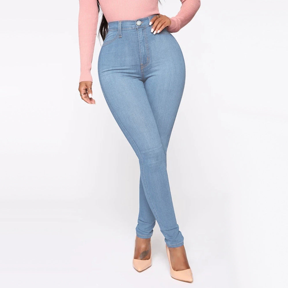 Wish  hot-selling women's jeans - 4 pocket, cross-border european & american style, sexy high-waisted plus size pants