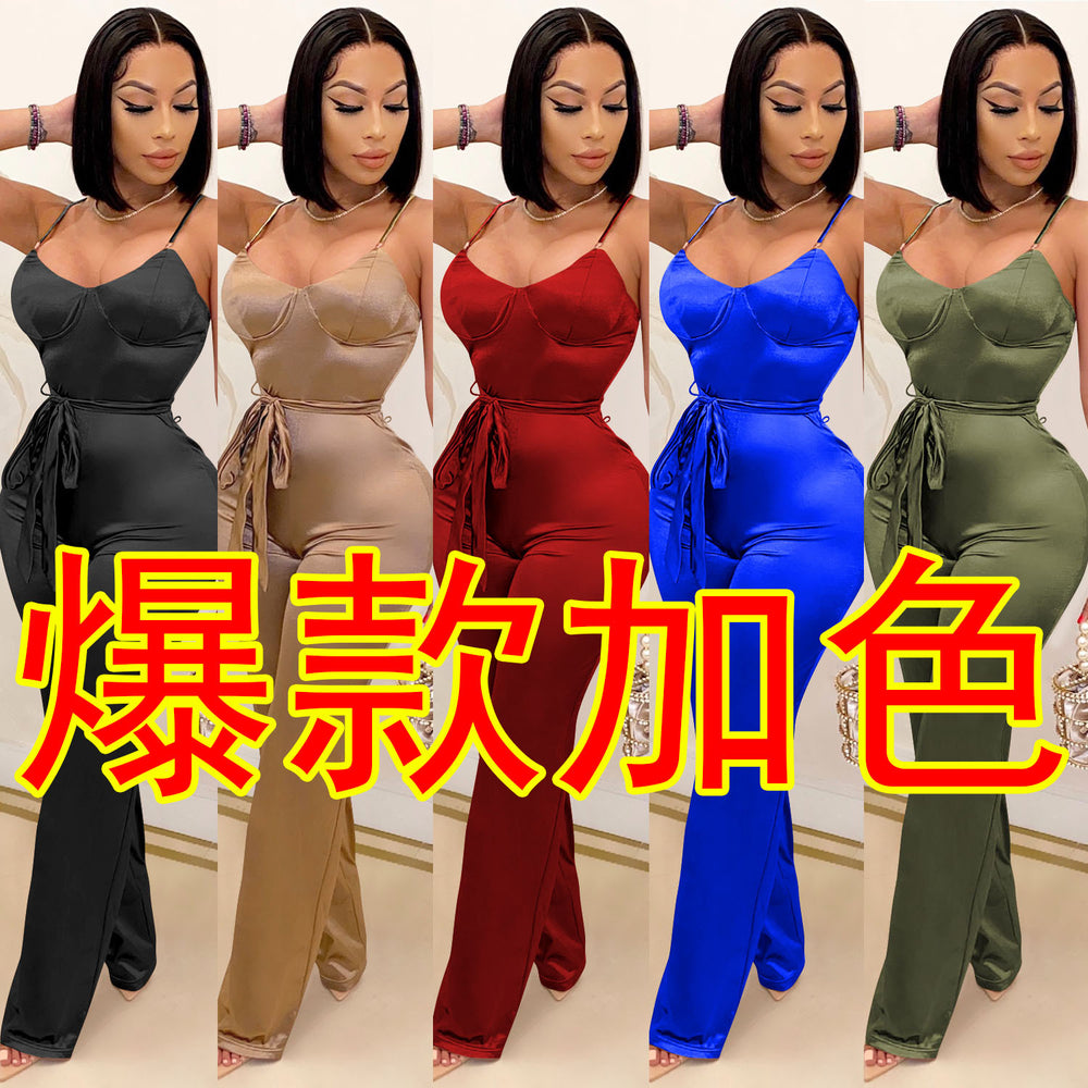 X3717 cross-border new arrivals: sexy jumpsuits & straight-leg pants for , , and european & american markets - casual, chic, and perfect for work