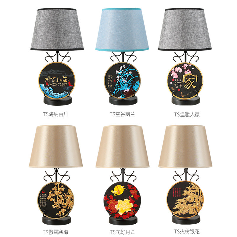 Creative New Chinese Decorative Desk Lamp Bedroom Bedside Living Room Lighting Activated Carbon Carving Air Purification Home Ornament