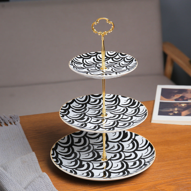 European style multi-tiered fruit platter - creative & stylish dining plate, modern living room three-tier fruit bowl, double-layer candy dish