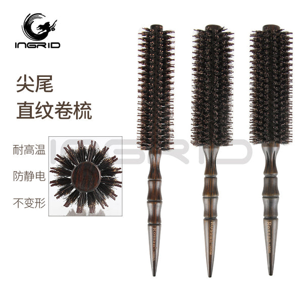 pointed tail straight line curl comb bristle hair small wooden roller comb hairdressing straight hair round roller comb pointed tail inner buckle curly hair comb