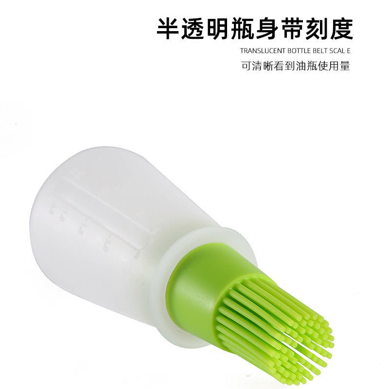 Factory direct silicone oil brush - kitchen gadget, outdoor bbq basting brush with measuring scale and lid