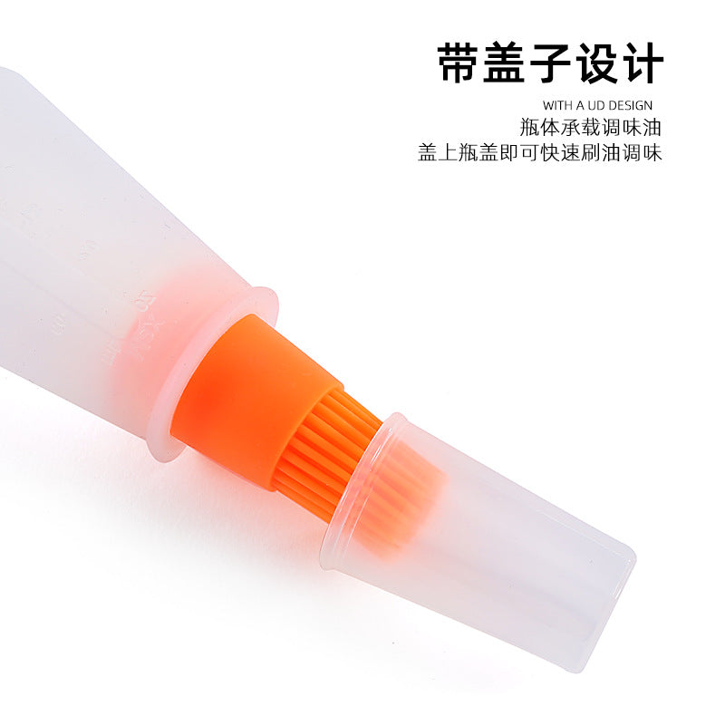 【exclusive for automatic distribution】silicone oil bottle brush kitchen gadget outdoor bbq seasoning brush with scale and lid