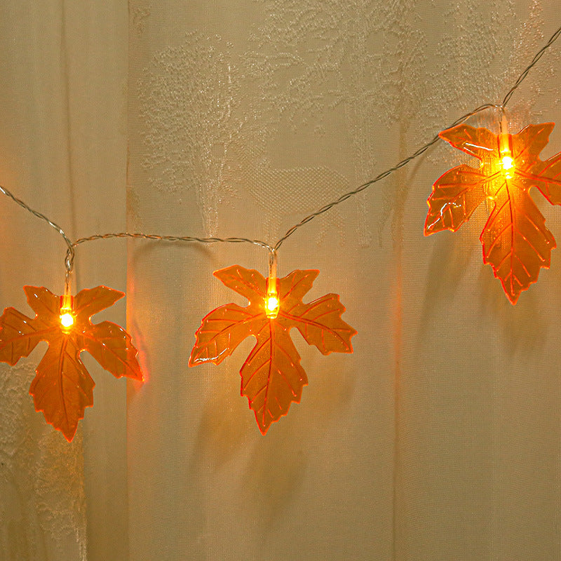 Cross-border led maple leaf light string creative Christmas Thanksgiving battery box lights simulation maple leaf outdoor decorative lights