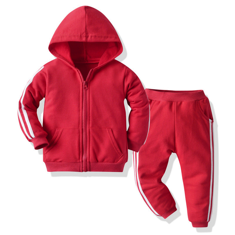 Export children's clothing kidsnew arrivalcasual zipper shirt suit cotton spring & fall hoodie sportswear two-piece set